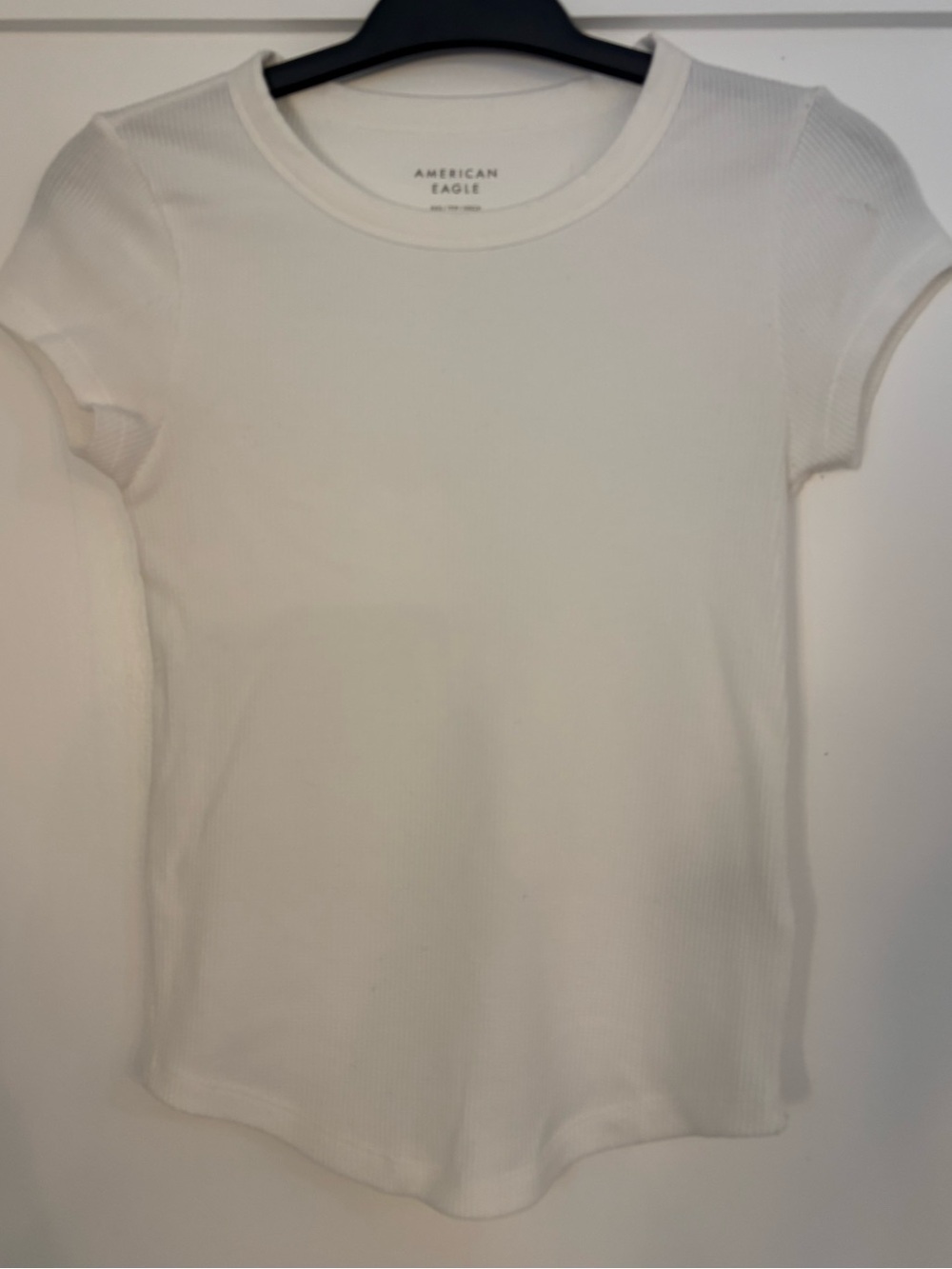 American Eagle Outfitters Girls' White Ribbed Crew Tee size XXS